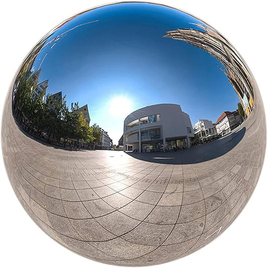 Nerien 10 Inch Gazing Ball, Stainless Steel Garden Mirror Globe, Polished Ornament Sphere, Hollow Floating Reflective Hemisphere, Home Outdoor Pond Housewarming Swimming Pool Decoration Gifts, Silver