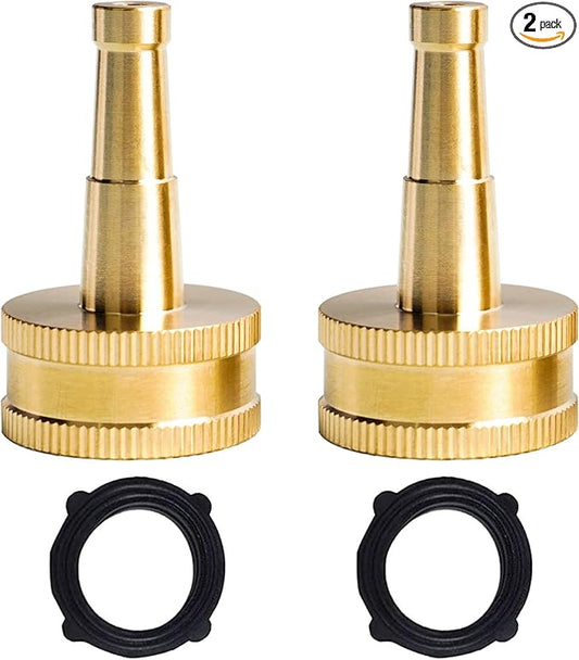 Hourleey 2Pack 2" Jet Sweeper Brass Nozzle for Garden Hose, Heavy Duty Water Hose Sweeper with 3/4" Hose Thread Inlet, for Garden Hose, Car Wash with 2 rubber washers