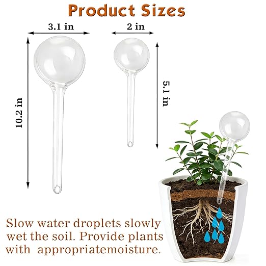 Plant Self Watering Globes – Durable Self Watering Bulb, Automatic Plant Waterer Stake Ideal for Vacation & Daily Plant Care, Keep Houseplant, Garden, Hanging Basket Plant Hydrated While You’re Away
