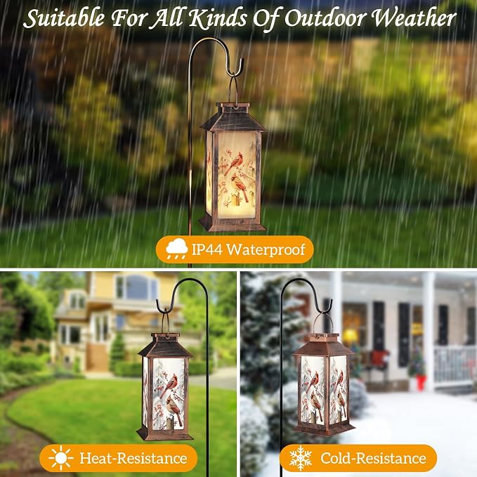 Solar Lanterns for Garden Decor, Waterproof Design Solar LED Hanging Lights for Yard, Patio, Lawn, and Porch, Gifts for Mom, Grandma(Snow Scene)