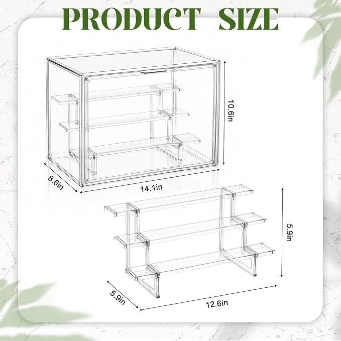 Novabright Mini Greenhouse Indoor, Clear Portable Tabletop Green House with Magnetic Door and 3-Layer Stand for Seed Starting, Plant Grow Warmer and Home Gardening Display, 14.1 x 10.6 x 9 in