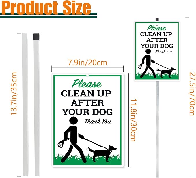 Clean Up After Your Dog Yard Sign With Stakes Be A Good Neighbor Pick Up Your Dogs Poop Reflective Aluminum Signs Rust Free For Lawn Garden Neighborhood (8x12) IN