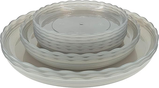 12Pcs Clear Plant Saucer, 6 8 10 Inch Durable Plastic Plant Tray, Round Plant Pot Saucers, Drip Tray for Indoor and Outdoor Garden, Grey