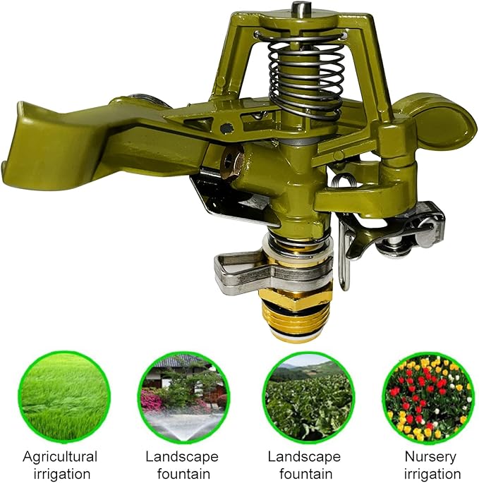 Sprinklers for Yard, 4-Point Thread Interface, Adjustable 360 Degree Sprinkler Lawn Sprinkler Sprinkler with a zinc Alloy Adjustable Angle and a 360-degree Rotating