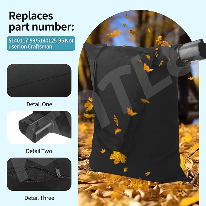 5140125-95 Leaf Blower Vacuum VAC Shoulder Bag for Black & Decker Replaces 5140117-99, Fits BV2900 BV3100, 5140117-99 Replacement Leaf Bag