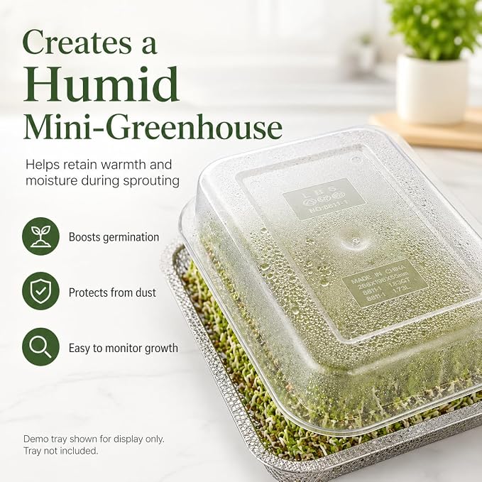 Sprouts Growing Acrylic lid for 3-Tier 12.4 inch Trays, Microgreens Growing lid, Seed Sprouting Sprouts for Beans Alfalfa Broccoli Wheat Grass