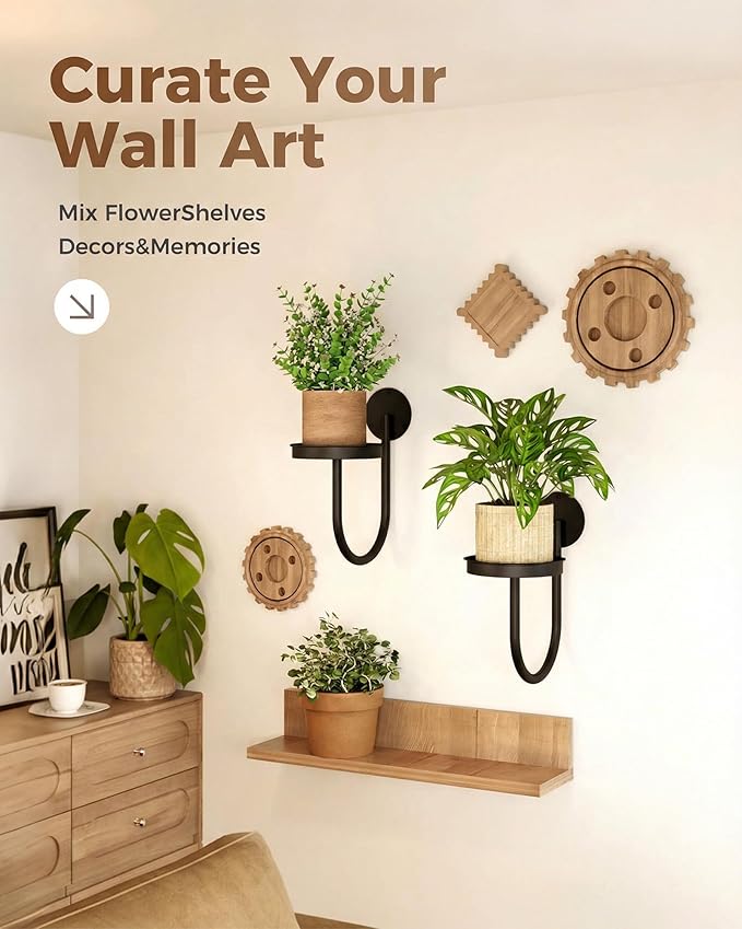 Leaf&lull Hanging Planters for Indoor Plants Wall Planter with Plant Hanger Holder Wall Hanging Decor 2 Pack Black