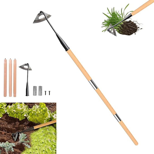 Gardening Tools Hollow Hoe, All-Steel Hardened Hollow Hoe with 55 Inch Long Handle, Sharp Edge Garden Weeding Tools, Garden Weeder Tool Shovel Weed Puller for Backyard Loosening Farm Planting Weeding