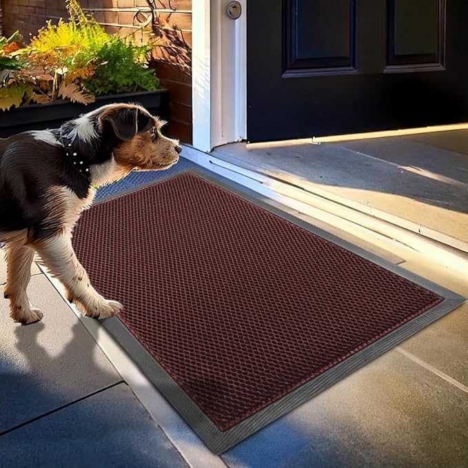 Muddy Mat® Meshy Mat™ Door Mat Heavy-Duty Quick-Dry Floor Mat, Sand & Dirt Trapper for Indoor & Outdoor, Ideal for Entrance, Mudrooms,Patios & Garages,Low-Profile,Non-Slip,Washable– Red 32"x48"x0.4"