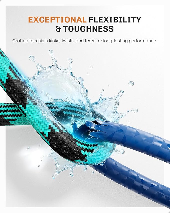 WELLUCK 25 FT Garden Hose - Flexible Water Hose, Lightweight Non-Expanding hose, Leak proof, Pressure Resistant for Yard, Outdoor, 3/4 Inch Solid Brass Fittings and 5-Layer PVC Core