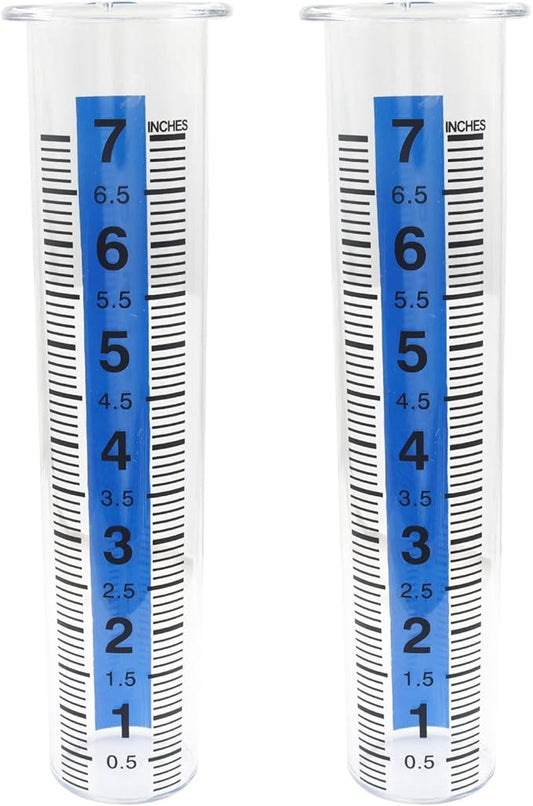 2Pcs 7Inch Rain Gauge Replacement Tube, Plastic Rain Gauges Outdoors for Yard, Garden, Water Gauge for Rain