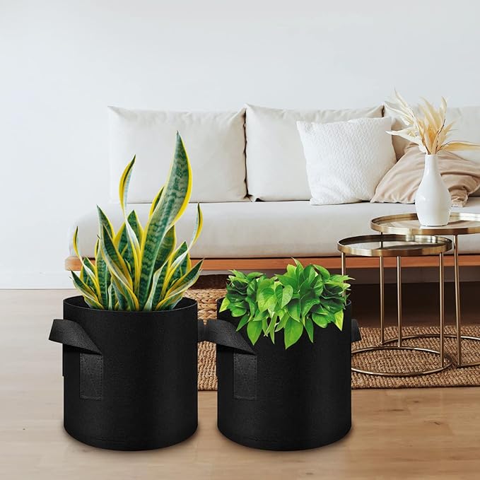 12-Pack 15 Gallon Plant Grow Bags, Thickened Nonwoven Flower Pots with Handles, Vegetable Planter Bags Containers, Cloth Planters for Garden Vegetable/Flower/Plant/Fruits Outdoor (Black)