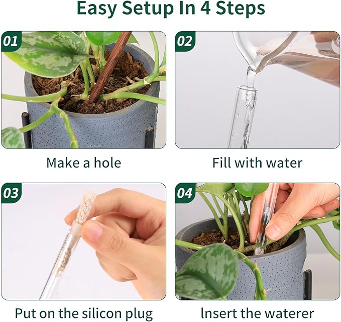 Soilagua 13 oz Up 2 Weeks Extra Large Plant Watering Globes, Iridescent Rainbow Glass Water Bulbs, Self Watering Planter Insert, Vacation Plant Watering Devices System, Automatic Plant Waterer, 2 Pack