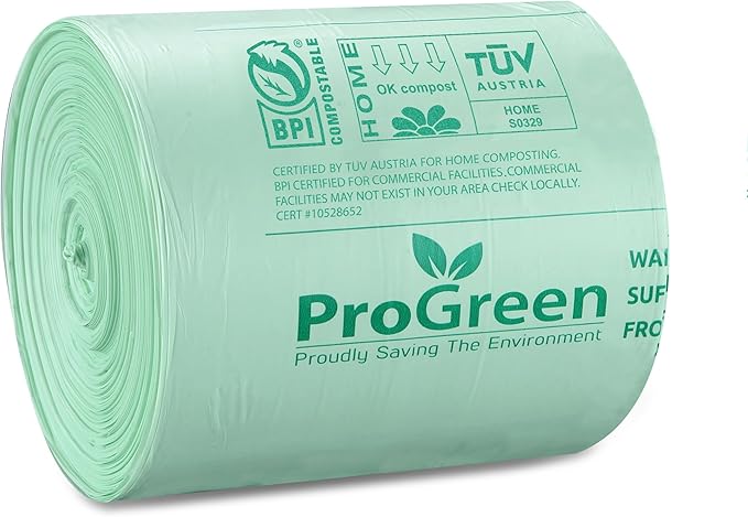 Compostable Bags 3 Gallon, Extra Thick 0.71 Mil, 300 Count, Small Kitchen Trash Bags, Food Scraps Yard Waste Bags, ASTM D6400 BPI And TÜV AUSTRIA Certified (300)