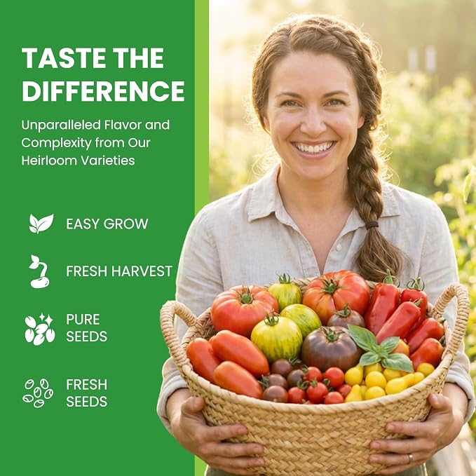 10 Pack Tomato Seeds Variety Pack -5000+ Garden Tomato Seeds for Planting Outdoors & Indoor Home Gardening Gift, Roma, Chreey Tomatoes & More