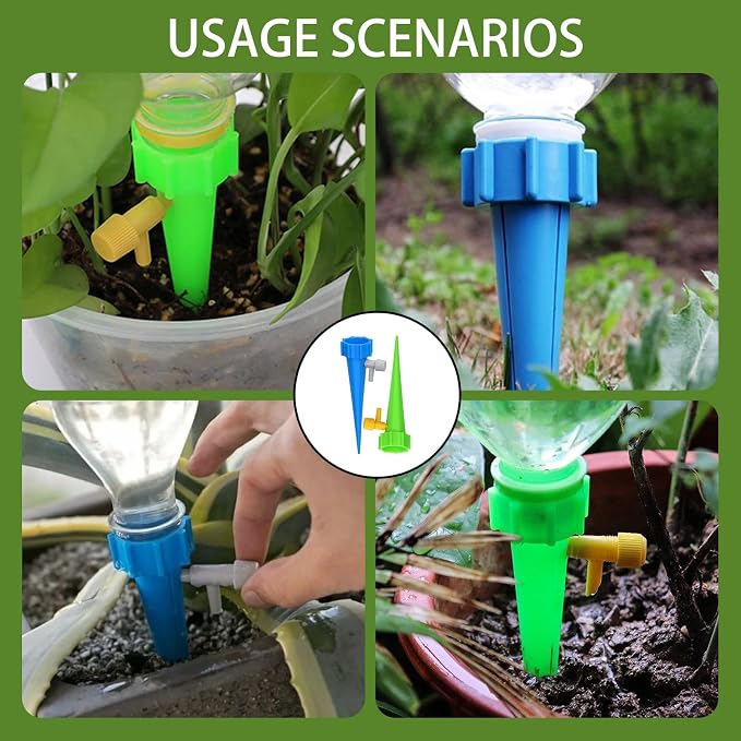 20-Pack Blue and Green Self Watering Planter Inserts,Self Watering Spikes, Automatic Plant Watering System, Indoor Outdoor Plant Care Solution, Drip Irrigation Device