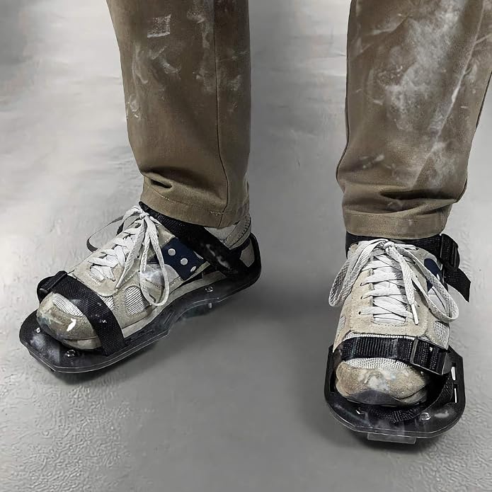 QWORK Gunite Spiked Shoes With 3/4” Short Spikes Perfect For Epoxy Floor, Overlays, Cover Installation, Green Color (Pair)