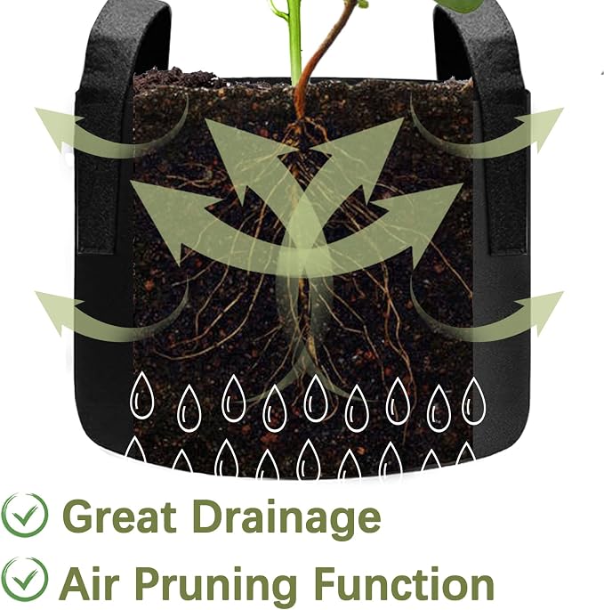 TCBWFY 5 Gallon Grow Bags,6 Pack Heavy Duty Thickened 300g Non-Woven Fabric Pots with Sturdy Handles,Garden Bags to Grow Vegetables Flowers