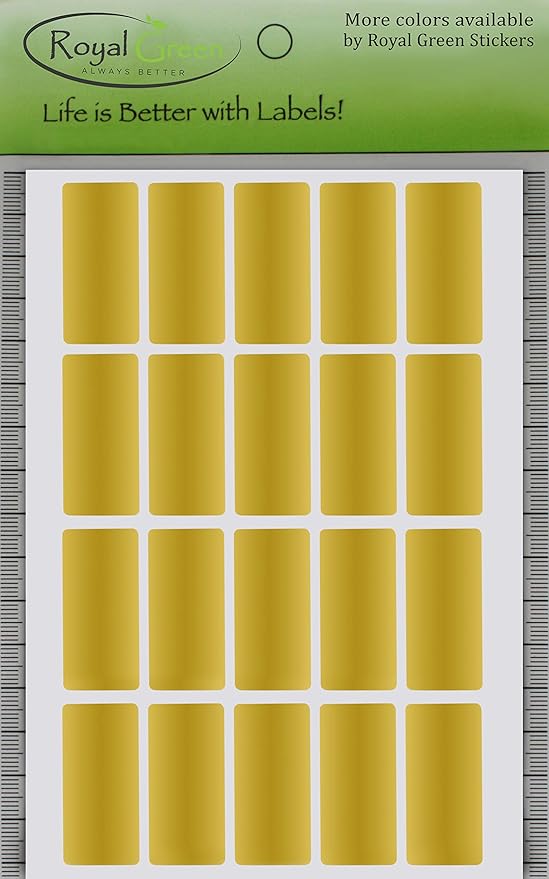 Royal Green Rectangular Gold Stickers Adhesive Labels Rectangle 40mm x 19mm (1.57 inch x 0.75) Great for Envelope Seals and All Purpose - 300 Pack