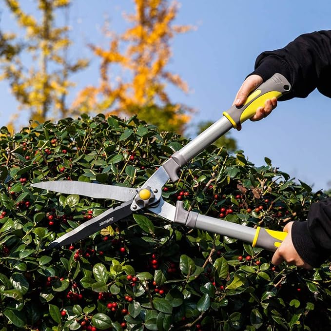 Jardineer 2Pack Hedge Shears & Pruners Set, 23.6'' Hedge Clippers for Trimming Bushes, Thick Branches, Borders, Handhled Shrub Trimmer with High Carbon Steel Wavy-Blade and Ergonomic TPR Grip