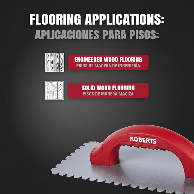 ROBERTS 4602 Dual-Notch Trowel for Installation of Engineered Wood and Solid Wood Flooring