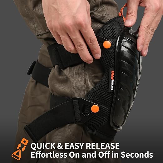 GRENPRO Professional Knee Pads for Work,Heavy Duty Thick Foam Knee Pads Tools, Knee Pad with Soft Gel Cushion for Construction, Work, Flooring, Gardening, Cleaning, Tiling,Upgraded Black