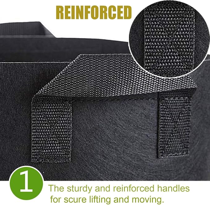 Cavisoo 24-Pack 7 Gallon Grow Bags, Heavy Duty Thickened Non-Woven Plant Fabric Pots with Reinforced Handles