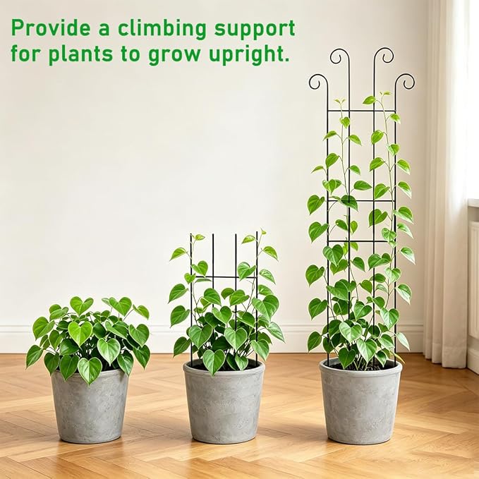 32.6inch Plant Trellis for Climbing Plants Indoors Outdoor, Garden Trellis for Potted Plants, Rust-Proof Metal Sturdy Climbing Stakes Support for Ivy Vine Photos Hoya Monstera, Easy Install (2pcs)