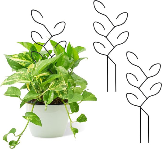 2 Pcs Metal Leaf Shape Garden Trellis for Climbing Plant, Potted Plants, Mini Plants, Indoor Plants Trellis, Home Plant Tool, Plant Lover Gifts Ideas for Garden Potted, Hoya, Pothos, Flower, Monstera