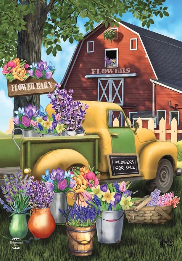 Briarwood Lane Flower Barn Spring Garden Flag