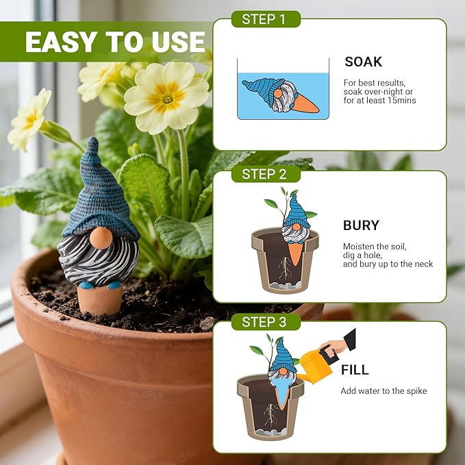 RoseFlower Terracotta Watering Spikes, Self Watering Planter Insert, Clay Watering Spikes, Vacation Automatic Plant Waterer Plant Watering Devices for Indoor Outdoor Home Office Plants