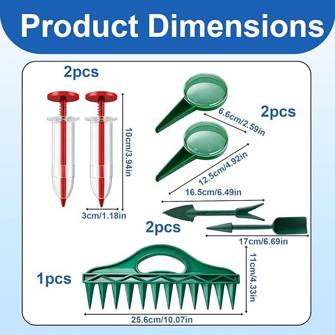 7-Piece 10inch Seed Spacing Set, Seed Planter Tool, Handheld Gardening Tool with Adjustable Seed Dispenser, Plastic Construction for Precision Planting and Garden Maintenance