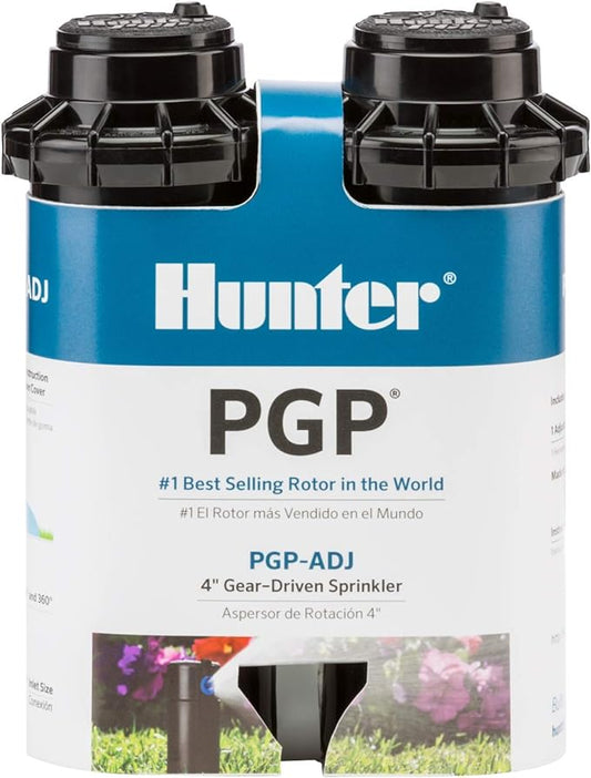 Hunter PGP-ADJ 3/4" Rotor Sprinkler,Adjustable 40°– 360° Arc,Gear Drive,4" Pop Up Sprinkler,Lawn Irrigation Head,22–52 ft Spray Distance,Preinstalled 3.0 GPM Nozzle,(Pack of 24)