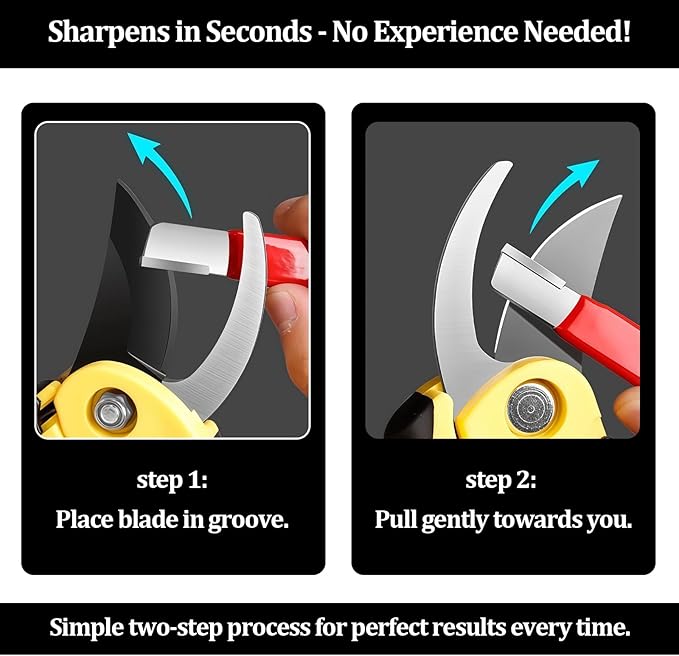2 Pack Pocket Sized Garden Tool Blade Sharpener Sharpening Tool for Pruners, Shears, Knives, Axes Portable & Easy to Use for Gardening, Camping, Outdoors