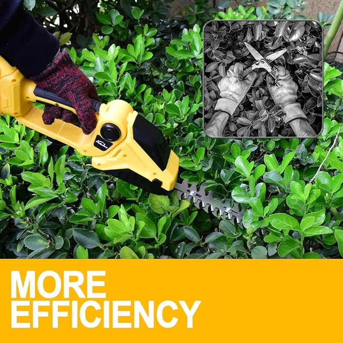 Cordless Hedge Trimmer Compatible with Dewalt 20V Battery (No Battery) 2 in 1 Bush Trimmer & Grass Shears 90° Adjustable Head Electric Grass Trimmer for Yard, Garden and Lawn