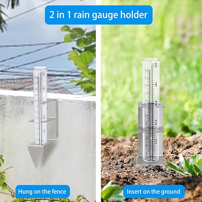 5" Capacity Rain Gauge Outdoors Best Rated,Rain Gauge Small Freeze Proof Plastic Rain Gauge for Yard Garden