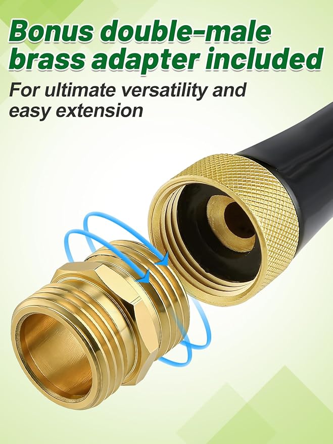 3ft Female to Female Short Garden Hose with Brass Fittings - Stainless Steel Metal Leader Hose Connector for Hose Reel, Heavy Duty & Flexible, for Outdoor Cleaning Car Pet