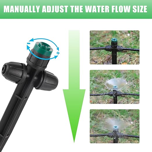 Drip Irrigation Emitters Sprayers for 1/4" Tubing, Adjustable 360 Degree Water Flow Sprayer on 6.5" Arrow Stake for Garden Irrigation System(30Pcs Irrigation Sprayers)
