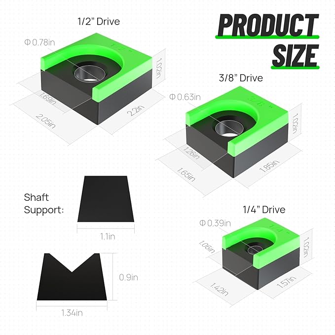 Ratchet Organizer Kit - 3 Pack Set, with Strong Magnets, Ratchet Organizer for Tool Box Drawer, Keep Tools Organized, for Garage, Workshop (Green/Black)