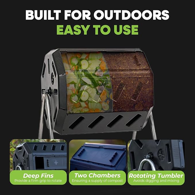 FCMP Outdoor IM4000 Dual Chamber Tumbling Composter (Black)