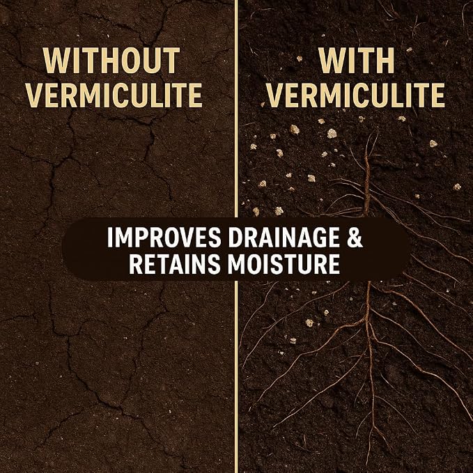 Horticultural Organic Vermiculite for Plants - Medium Grade - Natural Soil Additive for Gardening, Houseplants, Mushrooms, Potted Plants, Hydroponics, Terrariums (5 Quart)
