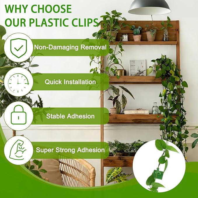 ZUFECY 120PCS Plant Wall Clips, 3-Size Invisible Vine Clips for Climbing Plants, Also for Cable Management and Indoor Decoration