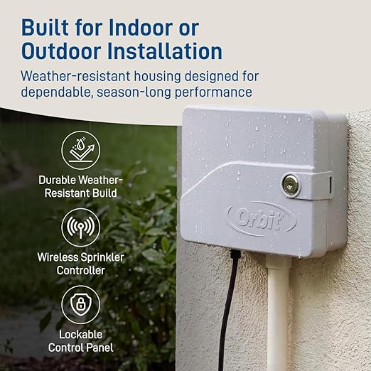 Orbit B-hyve Smart Indoor/Outdoor Sprinkler Controller - 6-Zone - App Controlled Smart Controller with Custom Irrigation Schedules - Weatherproof Multi-Zone Sprinkler System - 57946