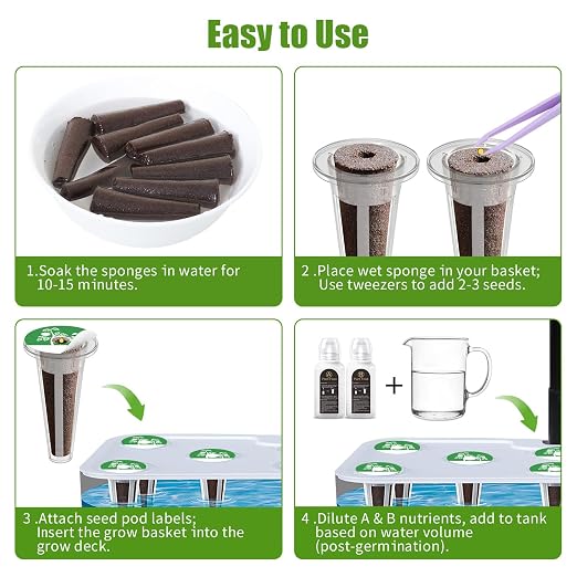 51 Pcs Grow Sponges and Plant Food Compatible with Aero Garden and All Brands - Seed Pods Lables and Indoor Plant Fertilizer for Z214 Indoor Garden Hydroponics Growing System