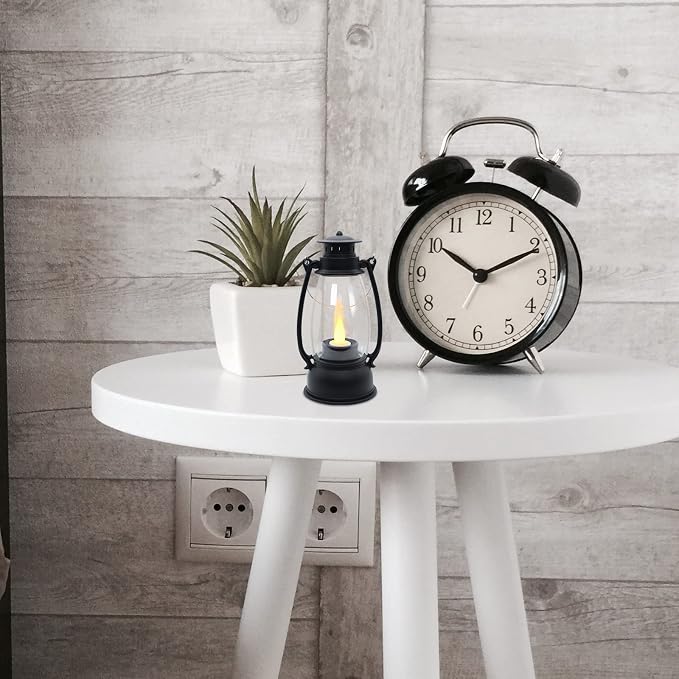 LLQ Mini Decorative Lanterns - 12pcs with Flicker Candles, Hanging Lanterns for Home & Wedding Decor, Table Centerpiece, Battery Included, Black