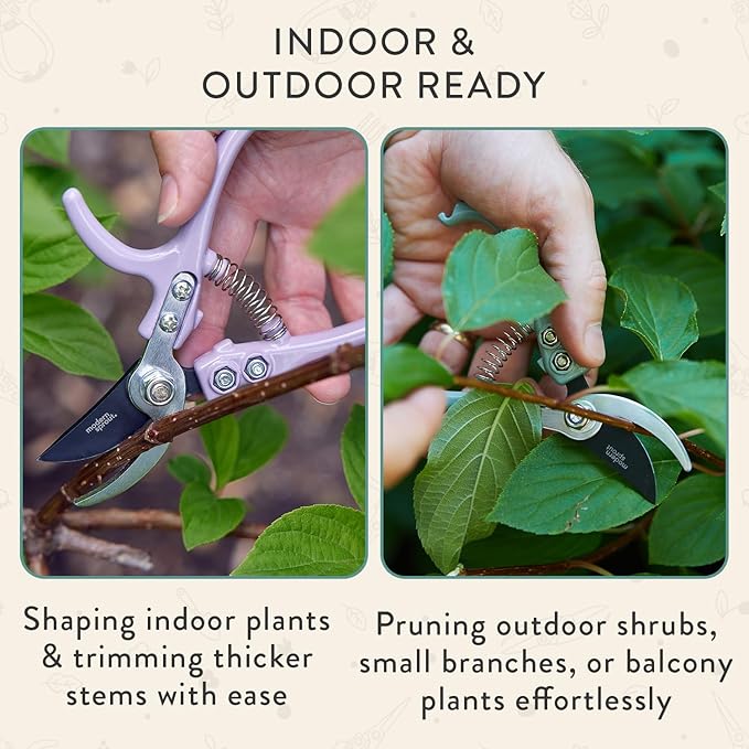 Modern Sprout Hand Pruners - Lightweight Pruning Shears W/Easy Lock- Gardening Scissors - Bypass Sharp Carbon Steel Blade - Rust Resistant - Garden Tools -Reusable Holster -Gift for Father's Day-Ocean