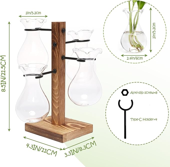 Plants Propagation Stations Bulb Glass Propagation Birthday Gift for Women Garden Plant Lovers - 4 Bulb