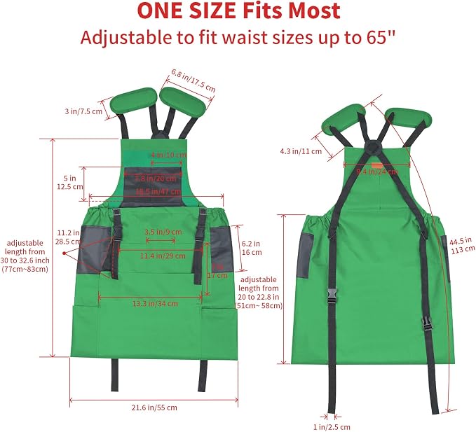 Gardening Apron with Pockets for Women&Men, Harvest Aprons w/Quick Release Pocket, One Size Fits Most, Gardening Gift