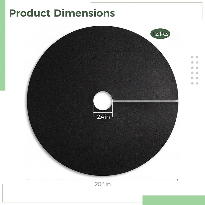 OMISTAR 12 Pcs Non Woven Tree Rings, 20.5 Inch Weed Barrier Mats, Round Landscaping Fabric for Weed Prevention and Root Protection, Easy to Use Pre-Cut Garden Mulch Covers