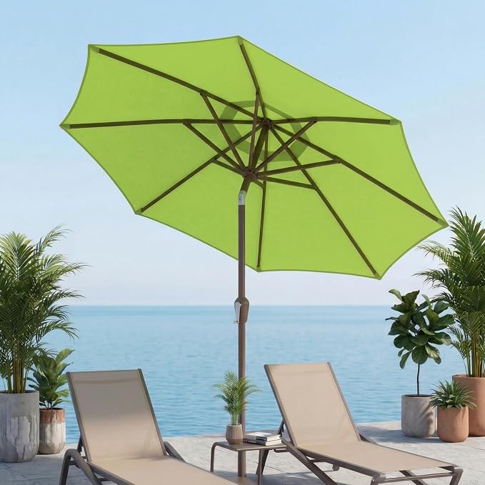 10FT Patio Umbrella, Outdoor Umbrella with Push Button Tilt and Crank, 8 Sturdy Ribs, UV Protection & Waterproof Market Umbrella for Pool, Backyard, Beach,Deck